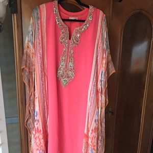 Saree Palace organza silk sari dress with beading & shawl & pants